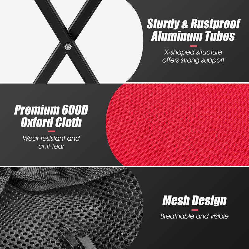 Hopfällbar tennisbollvagn med hjul och avtagbar väska för 150 bollar röd/svart