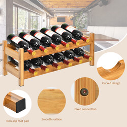 Tvåvånings vinställ i bambu för 12 flaskor - naturlig design och hållbar konstruktion