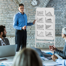 Dubbelsidigt magnetiskt whiteboard med ställning och hjul för kontor och skola 60x100 cm