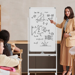 Dubbelsidigt magnetiskt whiteboard med ställning och hjul för kontor och skola 60x100 cm