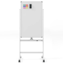 Dubbelsidigt magnetiskt whiteboard med ställning och hjul för kontor och skola 60x100 cm