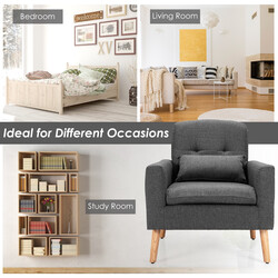 Modern grå vilstol med armstöd och ryggkudde, bekväm och hållbar design 73 x 77 x 85 cm