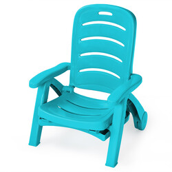 Hopfällbar solstol med 5 positioner och hjul för trädgård och utomhus, turkos