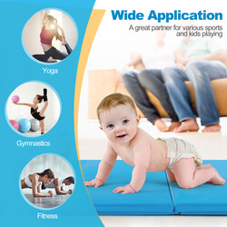 Vikbar gymnastikmatta med handtag och halkfri yta för träning 180 x 60 cm blå