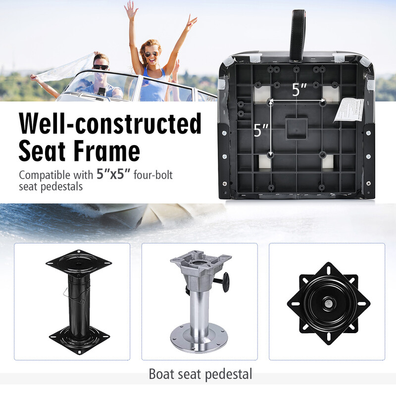 2-pack fällbara båtstolar med 11 cm tjock skumgummidyna svart