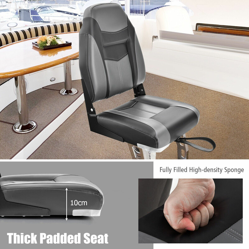 2-pack hopfällbara båtsäten med hög rygg och tjock skumgummidyna svart