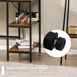 Skrivbord 140 cm med hyllor och avtagbar mitthylla i rustik brun industriell stil