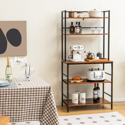 Fristående kökshylla med 5 plan och tippskydd i rustik brunt för praktisk förvaring