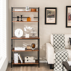 Fristående kökshylla med 5 plan och tippskydd i rustik brunt för praktisk förvaring