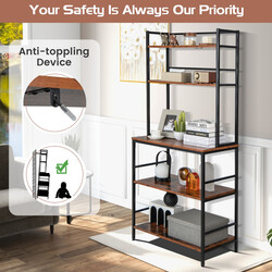 Fristående kökshylla med 5 plan och tippskydd i rustik brunt för praktisk förvaring