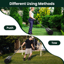 Gräsvält i stål med vatten- och sandfyllning, ergonomiskt handtag, svart