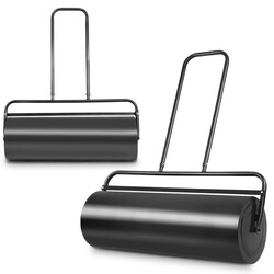 Gräsvält i stål med vatten- och sandfyllning, ergonomiskt handtag, svart