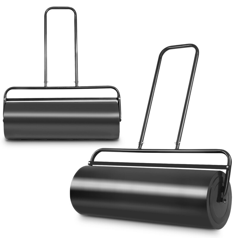 Gräsvält i stål med vatten- och sandfyllning, ergonomiskt handtag, svart