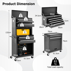 2 i 1 verktygsvagn med lås och hjul för säker förvaring
