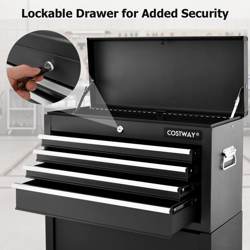 2 i 1 verktygsvagn med lås och hjul för säker förvaring