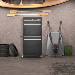 2 i 1 verktygsvagn med lås och hjul för säker förvaring