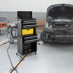 2 i 1 verktygsvagn med lås och hjul för säker förvaring