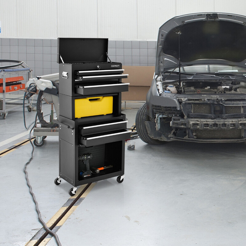 2 i 1 verktygsvagn med lås och hjul för säker förvaring