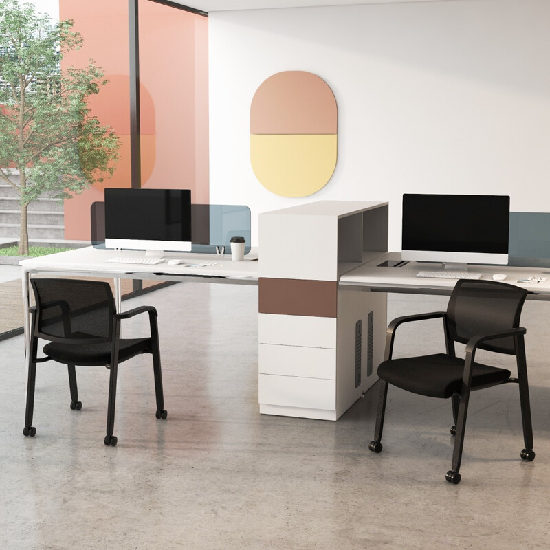 2-pack ergonomiska kontorsstolar med hjul och armstöd, stapelbara och bekväma, svart