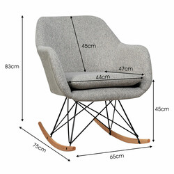 Gungstol med hög ergonomisk rygg och integrerade armstöd i grått linnetyg
