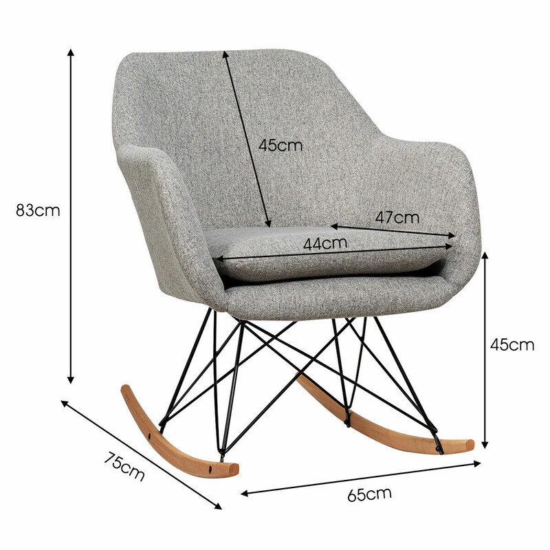 Gungstol med hög ergonomisk rygg och integrerade armstöd i grått linnetyg