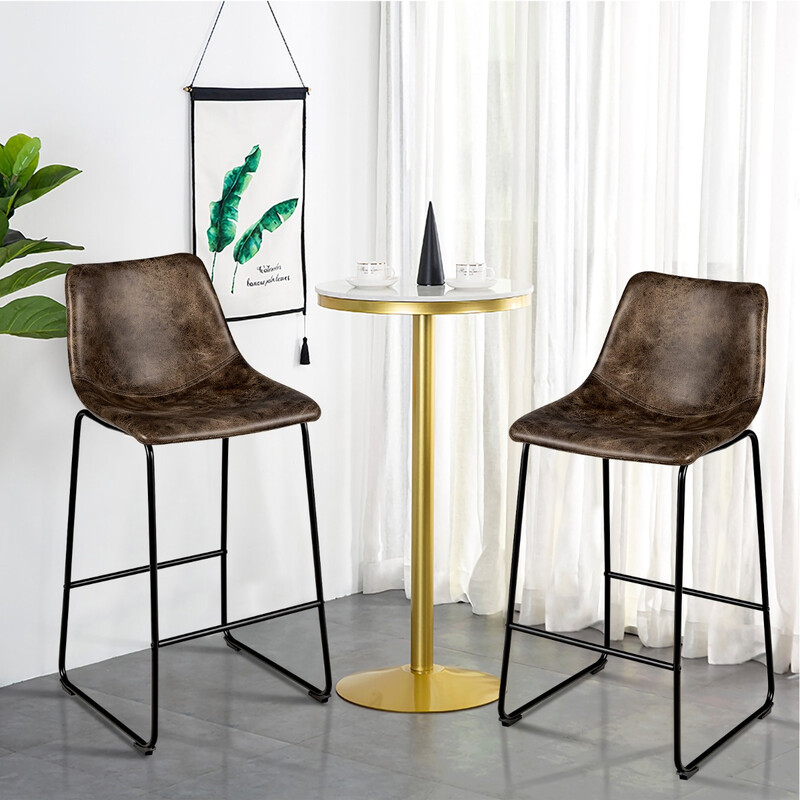 2-pack barstolar i trä med ryggstöd och metallben, sitthöjd 75 cm, guld finish