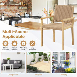 2-pack trädgårdsstolar i trä med papperssnöre och armstöd för inomhus och utomhus