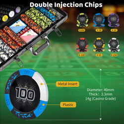 Pokerset med 500 marker, 2 kortlekar, tärningar och elegant förvaringsväska