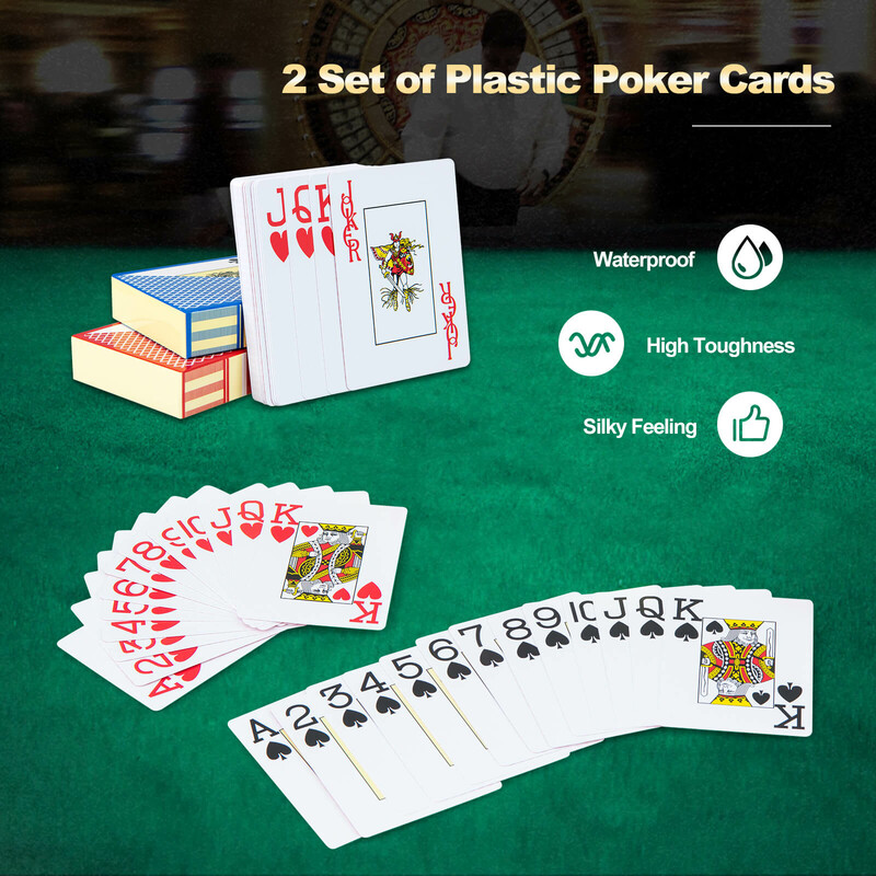 Pokerset med 300 marker, kortlekar, tärningar och elegant förvaringsväska