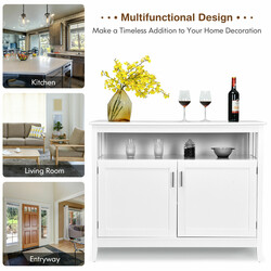 Modernt vitt sideboard med justerbar hylla och två dörrar för mångsidig förvaring