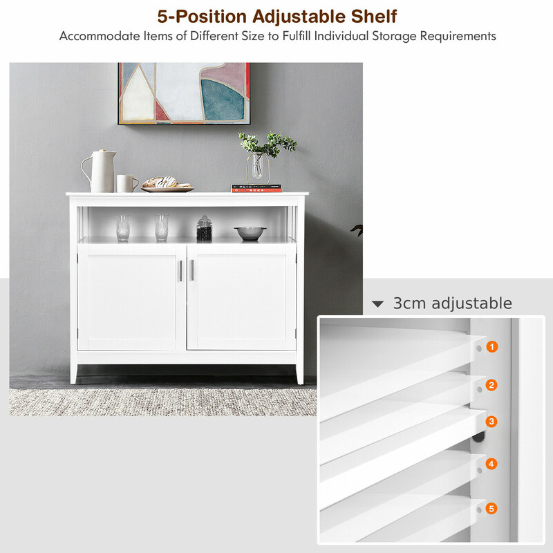 Modernt vitt sideboard med justerbar hylla och två dörrar för mångsidig förvaring