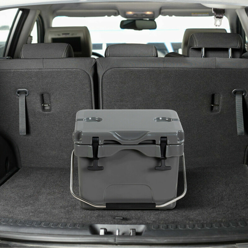 Kylväska 15L med handtag, avtappningsplugg & 2 flaskhållare, grå