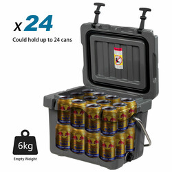 Kylväska 15L med handtag, avtappningsplugg & 2 flaskhållare, grå