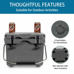 Kylväska 15L med handtag, avtappningsplugg & 2 flaskhållare, grå