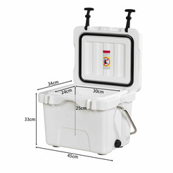 Kylbox 15 liter med handtag, dräneringsplugg och 2 dryckeshållare, vit