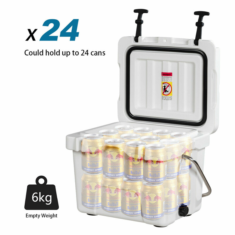 Kylbox 15 liter med handtag, dräneringsplugg och 2 dryckeshållare, vit