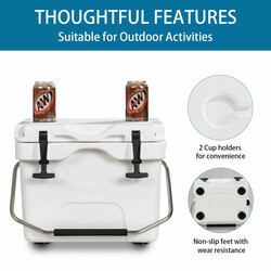 Kylbox 15 liter med handtag, dräneringsplugg och 2 dryckeshållare, vit