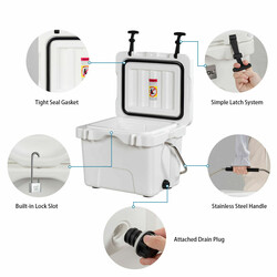 Kylbox 15 liter med handtag, dräneringsplugg och 2 dryckeshållare, vit