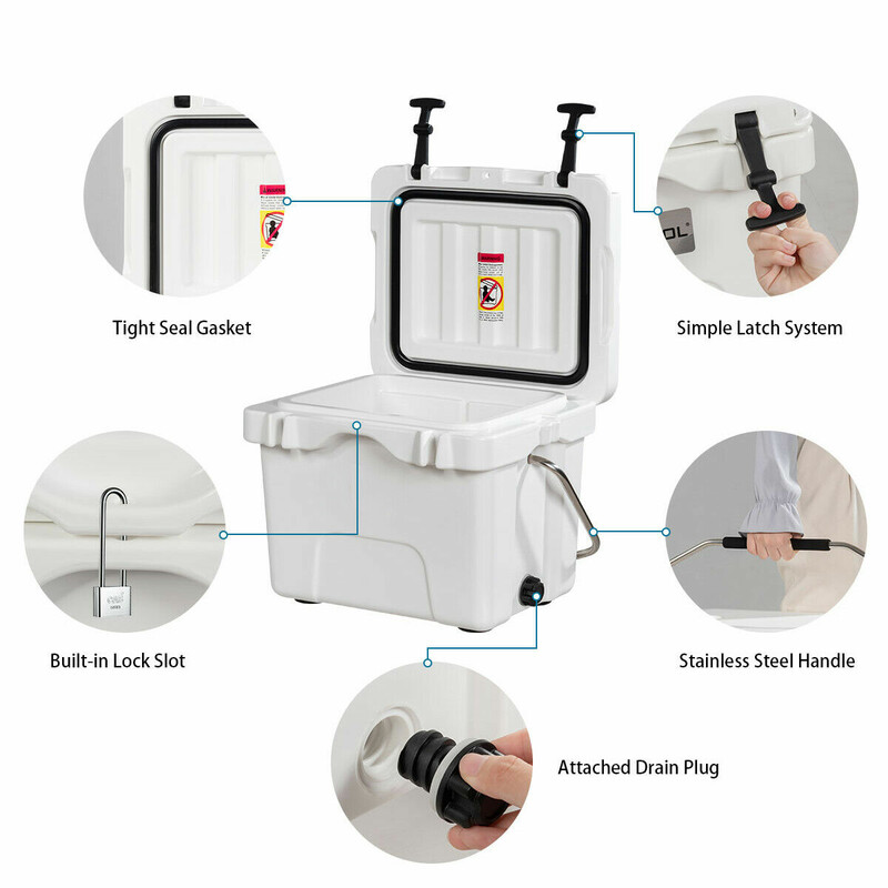 Kylbox 15 liter med handtag, dräneringsplugg och 2 dryckeshållare, vit