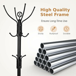 Fristående klädhängare i svart metall med 12 krokar och modern design