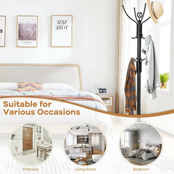 Fristående klädhängare i svart metall med 12 krokar och modern design