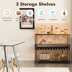 Vinskåp för 14 flaskor med glashållare och hyllor i industriell design