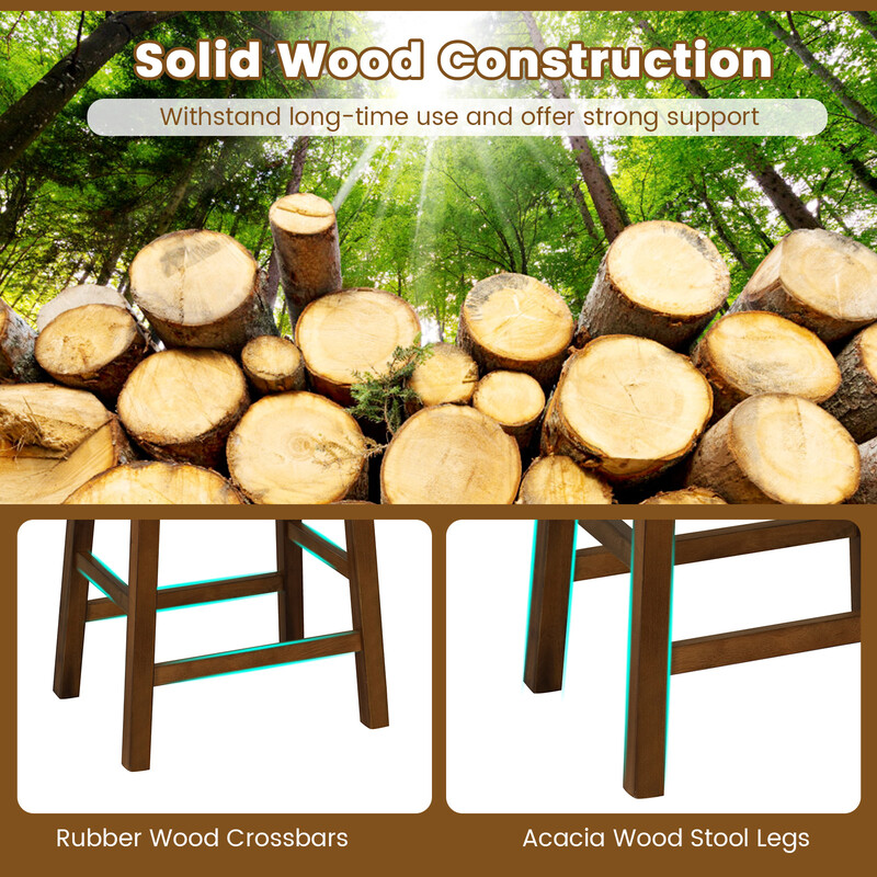 2-pack ergonomiska barpallar i trä med PU-läder och fotstöd