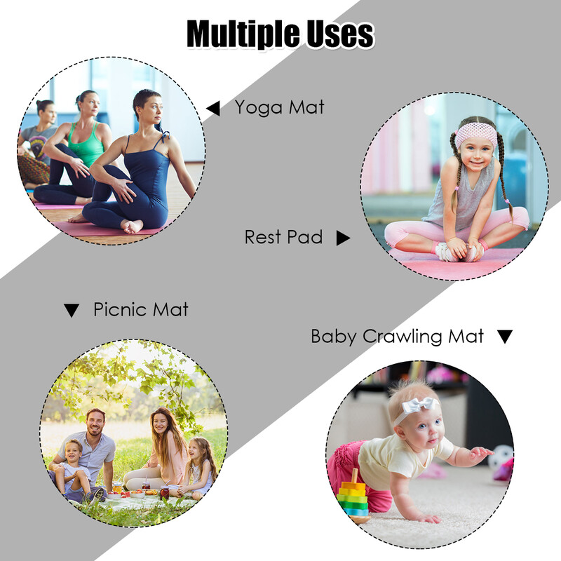 Yogamatta med dubbelsidigt halkfritt design och justerbara kardborreband - svart