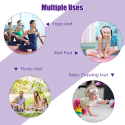 Yogamatta med dubbelsidig halkfri design och justerbara kardborreband i lila färg