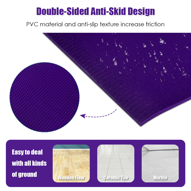 Yogamatta med dubbelsidig halkfri design och justerbara kardborreband i lila färg