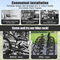 Cykelställ för sex cyklar med robust stålkonstruktion och väderbeständig ytbehandling svart