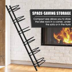 Cykelställ för sex cyklar med robust stålkonstruktion och väderbeständig ytbehandling svart