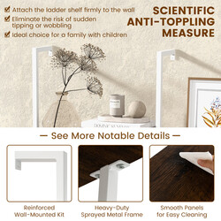 Steghylla med fem nivåer och metallram i brunt för väggmontering 180 cm