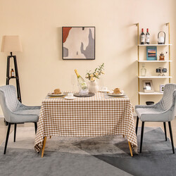 2-pack matstolar med ryggstöd och metallben i grå sammet